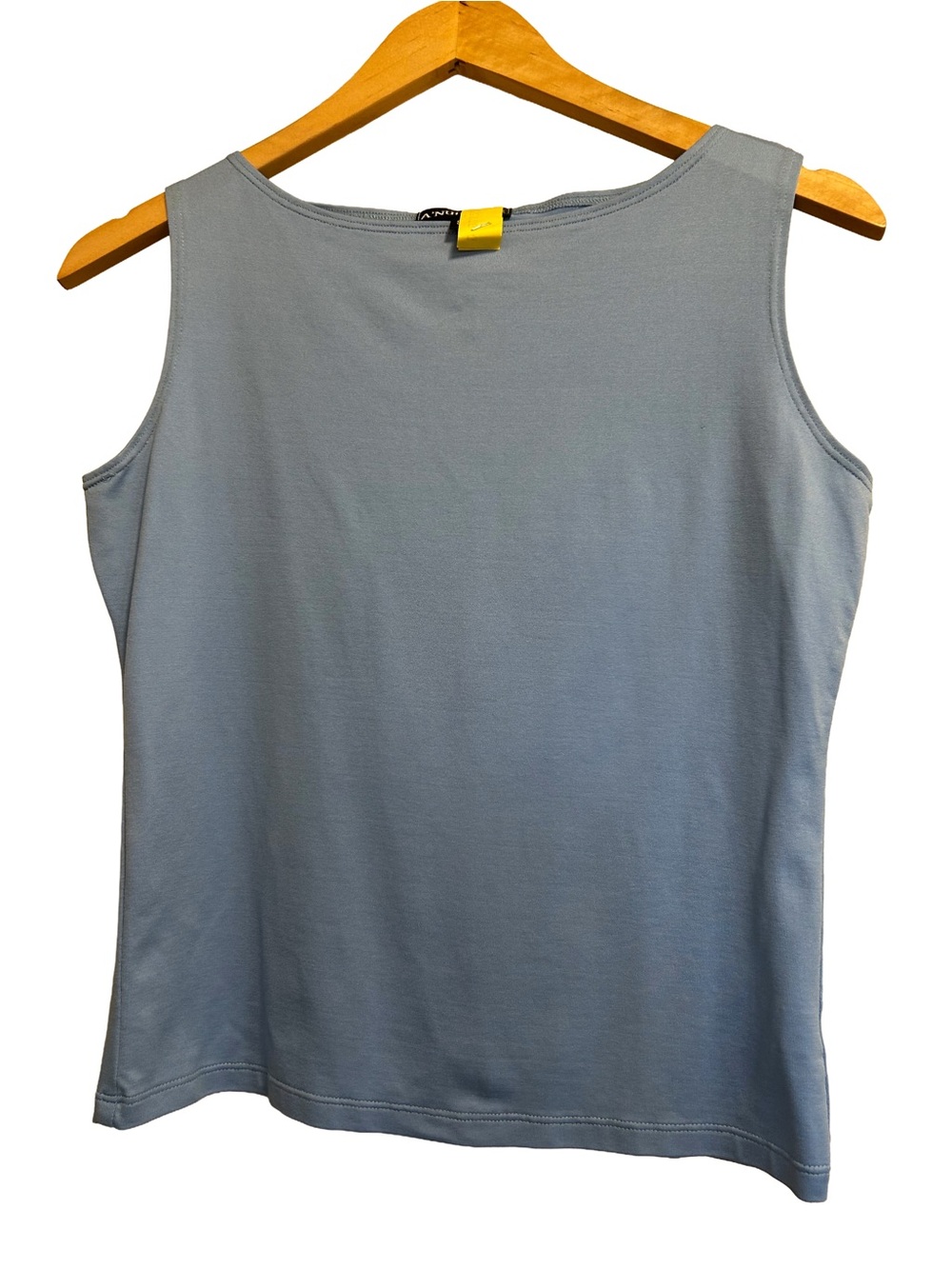 Vintage A'Nue Ligne Blue Microfiber A-Line Stretch Tank Top USA S